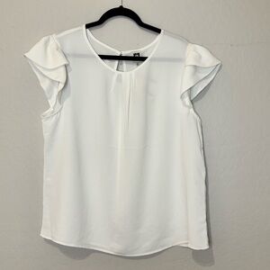 Anne Klein White Ruffle Sleeve Top